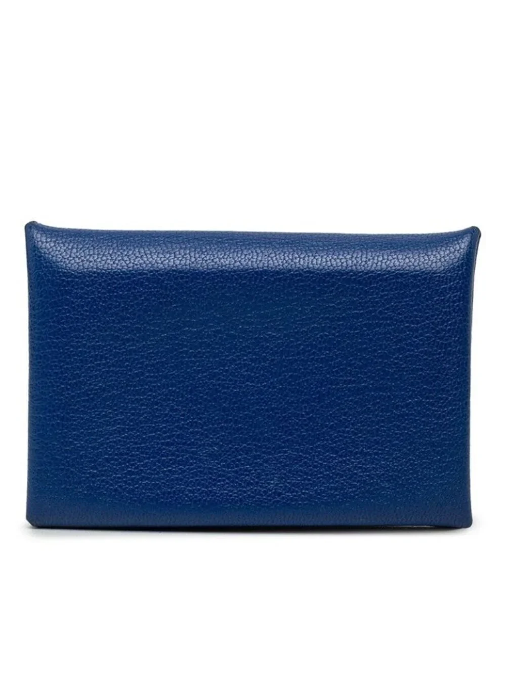 Hermes Calvi Card Case Business Holder Blue Chevre
